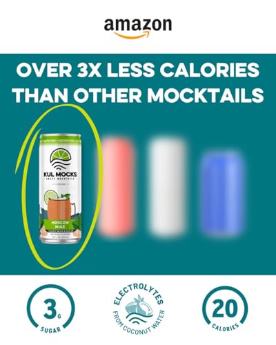 KUL MOCKS Non-Alcoholic Mocktails | Includes Strawberry Margarita, Moscow Mule, Blackberry Lime Mojito | Alcohol Free Alternative | Mocktail Mixers | Party Box Variety Pack (6pk)