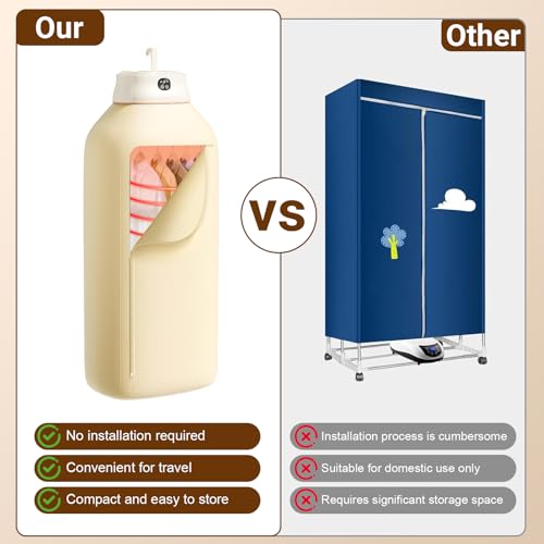 Fancysky Faltbare Mini-Trocknungsmaschine, Kleiner Trockner, Reise-Wäschetrockner, Sèche-Linge Électrique Portable, Tragbarer Wärmepumpentrockner, Elektrischer Wäschetrockner