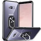 DOSNTO Funda para Samsung Galaxy S8 Plus Antigolpes Dura Carcasa Transparente TPU Silicona Protección con 360 Grados Anillo iman Soporte, Negro