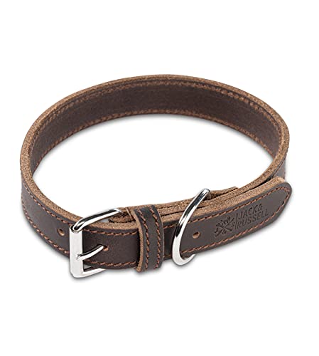 Jack & Russell Hundehalsband aus Fettleder – Handgefertigtes Echtleder Hundehalsband – Robustes Lederhalsband für kleine, mittelgroße und große Hunde, Fat-Tony (M)
