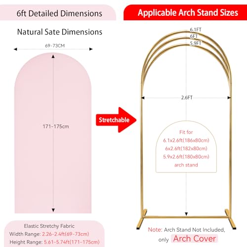 Image of SoarDream Pink Spandex Arch Cover 6FT Wedding Arch Backdrop Cover Stretchy Backdrop Chiara Wall Arch Stand Cover for Wedding Birthday Balloon Decorations- Ideal for Balloon Arches
