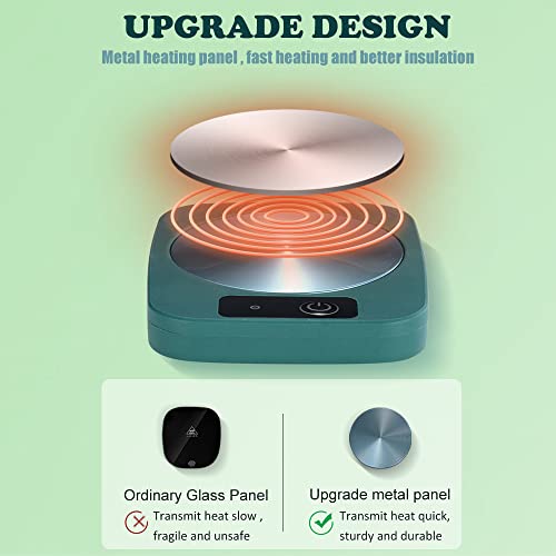 Coffee Mug Cup Warmer Coaster For Coffee Tea Cocoa Milk Food Fruits Candle, Aluminum Metal Panel, Safe Reliable, Green (4" X 5") #TOP2