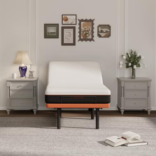 Image of ESHINE Twin XL Adjustable Bed Frame with Mattress + 8 Inch Gel Memory Foam Mattress(Medium-Firm), Bluetooth APP Control, Wireless Remote, Zero Gravity, Anti Snore, Head and Foot Incline, Twin XL