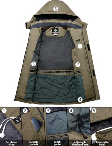 Image of GEMYSE Men's Ski Snow Jacket Warm Winter Waterproof Coat Snowboard Rain Jacket Hooded Windproof Windbreaker