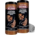 Weiman Leather Cleaner Wipes - Clean Condition UV Protection Help Prevent Cracking or Fading of Furniture, Car Interior, Couch, and Shoes, 2 Pack with Microfiber Cloth