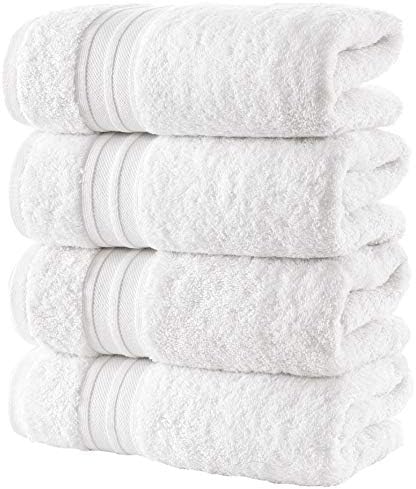 Hammam Linen White Hand Towels 4-Pack - 16 x 30 Turkish Cotton Premium Quality Soft and Absorbent Small Towels for Bathroom