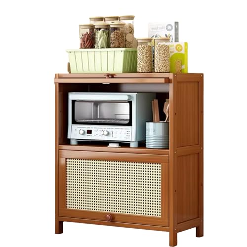 Aparador, Armario de Cocina de ratán, diseño con Puertas abatibles Que Ahorra Espacio, soluciona los Problemas de Almacenamiento en la Cocina.(H- 73,L-60_A)