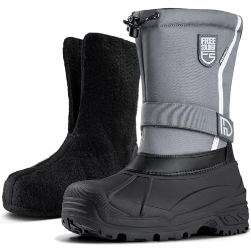 FREE SOLDIER Mens Snow Boots Insulated Waterproof Hiking...