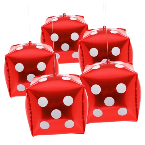 Cabilock 10 Piezas Globo De Dados Decoraciones Rosas Máquina Sopladora De Globos Decoraciones De Fiesta Juguete Dados De Espuma Decoración Con Globos Papel Picado Rojo Película De Aluminio