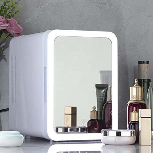 ZOUTACHENG New 4-Liter Beauty Refrigerator LED Mirror Mini Refrigerator Mini Refrigerator for Breast Milk Cosmetics for Delicate Girls,White (White)