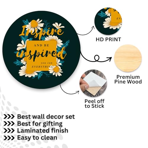 Image of RADIQORE Set of 11 Designer MDF Wooden Wall Hanging for Home Decoration | Office | Gift | Wall Decor Hanging Items | Wall Art | Living Room | Bedroom (QUOTES 1)