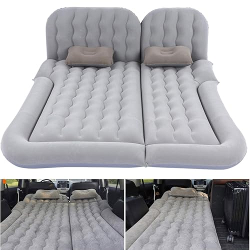 GEBBEM Car Air Mattress for Fiat Argo Hatchback 2017 2018 2019 2020 2021 2022 2023 2024 2025, Portable Car Mattress Inflatable Bed Foldable with Pillow Camping Travel Car Accessories,Grey