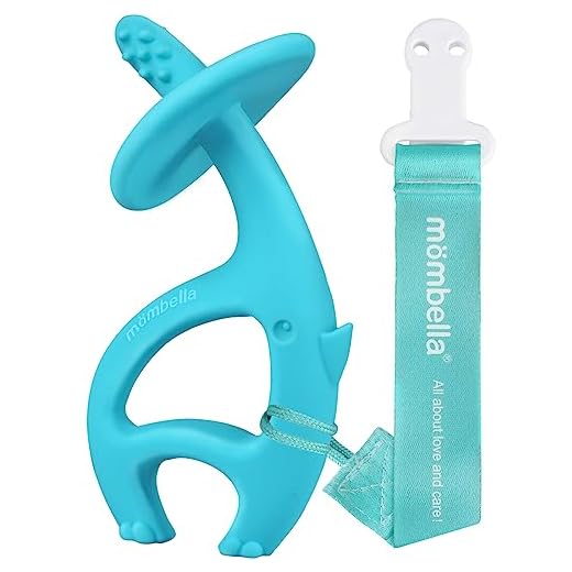 Baby Teething Toys for Babies 3-12 Months with Attachment to Clip, Mombella Elephant Baby Teether Toys 6 Month Old, Soft Silicone Infant Chew Toy 9 Months Teething Relief, Ideal Newborn Gifts, Blue