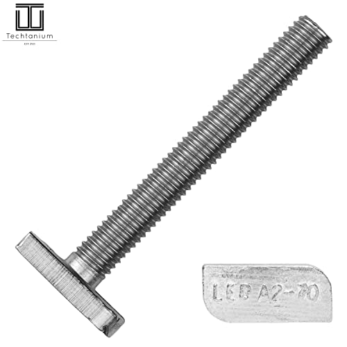 Techtanium® Hammerkopfschrauben M8 x 25 mm [für Montageschiene Typ 28/15] inkl. Flanschmuttern M8 aus Edelstahl A2 (10 Stück) | Ankerschrauben & Sechskantmuttern mit Flansch | DIN 6923