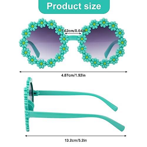 LUTER 6pcs Kids Flower Sunglasses, Colorful Daisy Sunglasses for Kids Round Flower Shape Sunglasses Kit for Girls Outdoors Party Beach Supplies (6 Colors)2