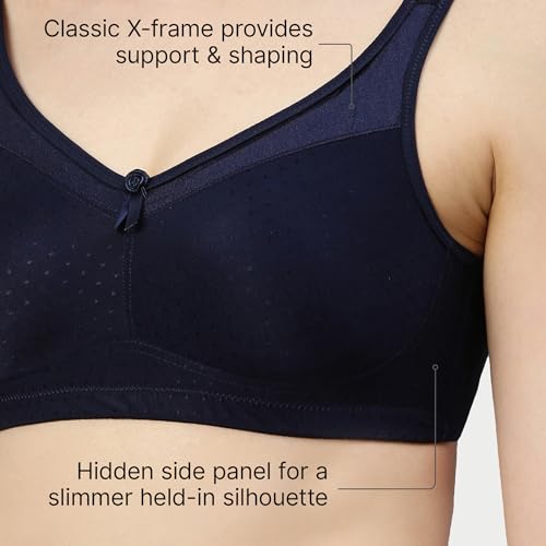 Image of Enamor Hidden X-Frame and Smoothening Women's Full Support Everyday Bra - Jiggle Control, Non Padded, Wirefree, Full Coverage - FB12 (Available in Plus Sizes)