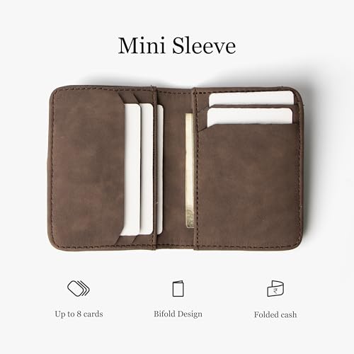 Image of Bellblock Minimal Card Holder for Men /Women | Slim Handcrafted Mens Card Wallet | Upto 7 Cards & Folded Cash | Vegan Leather | Brown (Pack of 1)
