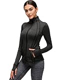 Costdyne Athletic Jacket For Women Slim Fit Full Zip Yoga Running Jacket Turtleneck Workout Jacket