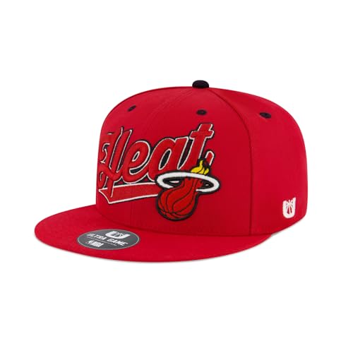 Ultra Game NBA Official Mens Snap Back 3D Embroidered Team Logo Baseball Cap Hat - Unisex Miami Heat Team Color 1SIZE