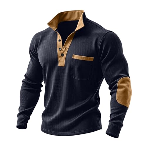 T-shirt gaufré homme col montant manches longues coupe basique décontractée
