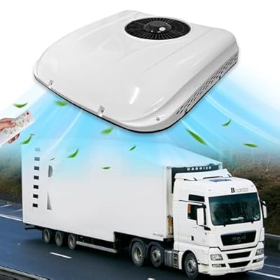8800 BTU RV Roof Air Conditioner 12V Quiet Camper AC Unit, DC 12 Volt Van Rooftop A/C Units, High Efficiency Fast Cooling For Sleeper Truck Trailer Fifth Wheel Motorhome Grader Tractor Loader Crane