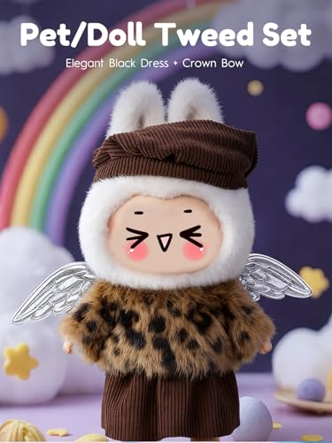Image of Clothes for LABUBU 6.7inch (17cm) Doll, Cute Outfit Small Dress and Hairpin, Dress Up, Accessories (No Doll) (Leopard Suit)