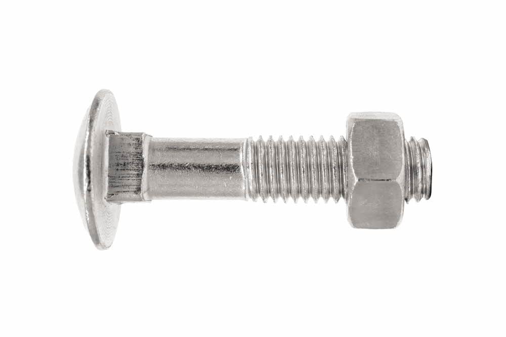 Vis à tête ronde avec col carré M10 x 40 Index Din-603/934 avec écrou hexagonal zingué