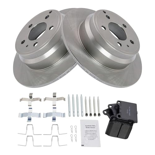 Image of TRQ Rear Brake Pad and Rotor Set Ceramic Compatible with 1994-1997 Volvo 850 1998-2004 C70 1998-2000 S70 1998-2000 V70