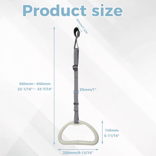 HENGBIRD Bettgalgen Handgriff – Extra Breite 30cm, Ergonomisch Geformt & Rutschfest, Höhenverstellbarer Bettgriff mit Verstellbarem Riemen für Mehr Sicherheit und Komfort im Alltag