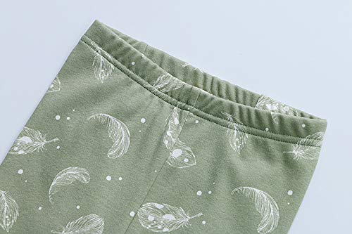 Owlivia 100% Organic Cotton Baby Long Sleeve Pajama Sets, Toddler Boy Girl 2-Piece Sleepwear(5 Years, Feather Green)
