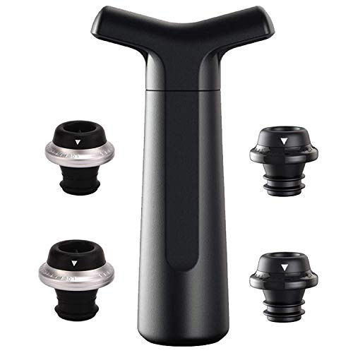 HYZ Wine Saver Pump with 4 Vacuum Wine Stoppers Silicone 2 Black 2