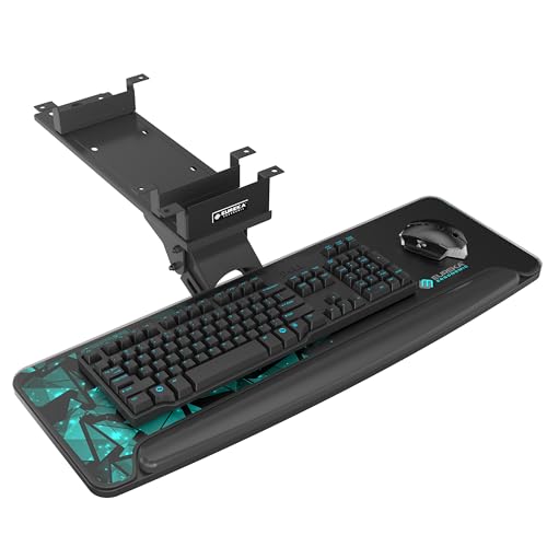 EUREKA ERGONOMIC Plateau de Souris et Clavier réglable en Hauteur sous Le Bureau, Grand tiroir Noir Coulissant pivotant pour Clavier d'ordinateur avec Tapis...