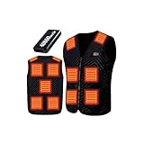 [ZHICHUAN] 電熱ベスト 加熱ジャケット【前後11箇所発熱 40800mAhモバイルバッテリー付属】前後温度独立制御 超軽量 防寒 3段階温度調整 USB給電 秋冬用 屋外作業 ヒーターベスト 発熱ジャケット 日本語の説明書付き (JP, アルファベット, M)
