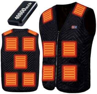 [ZHICHUAN] 電熱ベスト 加熱ジャケット【前後11箇所発熱 40800mAhモバイルバッテリー付属】前後温度独立制御 超軽...