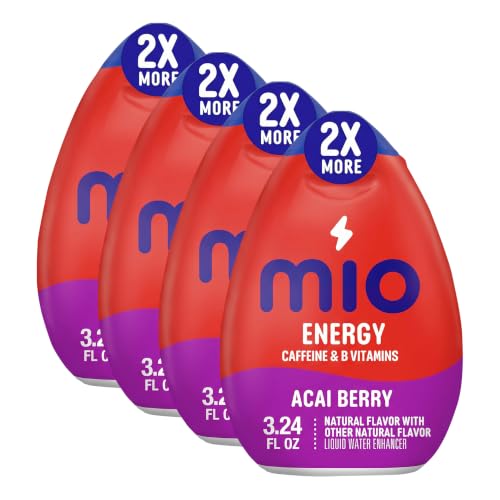 MiO Energy Acai Berry Storm Naturally Flavored with other natural flavors Liquid Water Enhancer Drink Mix with Caffeine &amp; B Vitamins with 2X More (3.24 fl. oz. Bottle) (Pack of 4)