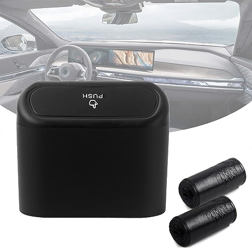 Image of Car Bin with Lid and Trash Bags, Leakproof Mini Car Accessories Trash for Home(Black)