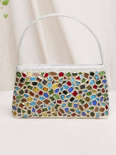 Image of Peora Malti Color Clutch Purses for Women Handmade Evening Handbags Bridal Clutch