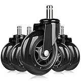Suntric Bürostuhlrollen Hartbodenrollen, 10mm x 22 mm Stift, 5er-Set, Sehr leise, Ersatzrollen für Teppich, Parkettböden und alle harten Fussböden, Keine Kratzer im Boden, Passend für IKEA Bürostuhl