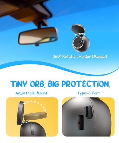 KAWA Dashcam 2K mit Sprachsteuerung – Mini-Kugelfrontkamera, 360° drehbare Halterung, 32GB-SD-Karte, WLAN & App, G-Sensor, NightEagle Engine, 24-Stunden-Parküberwachung – Videorekorder für Autos 6