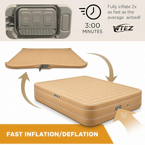 Image of Luxury Inflatable Air Mattress Double Bed with Built-in Pump | Thick Comfortable Sleeping Surface | Portable Bed for Home, Guests & Camping