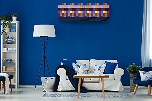 Image of Stylista Split ac cover for indoor and outdoor unit of 2 ton ac waterproof and dustproof Blue Mini Check pattern
