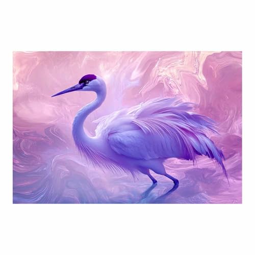 Poster grue violette TERUEA déco murale chambre et salon toile 70x100cm