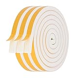 Futuwi Weather Stripping for Doors-3 Rolls, 1/4 Inch Wide X 1/4 Inch Thick Total 20 Feet Long, Foam