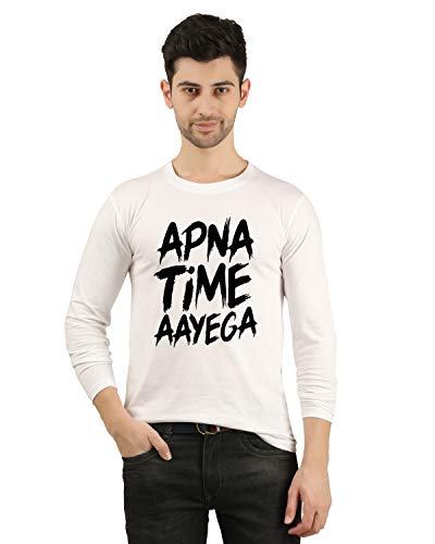 Image of Apna Time Aayega Printed Regular Fit Full Sleeves T-Shirts for Men