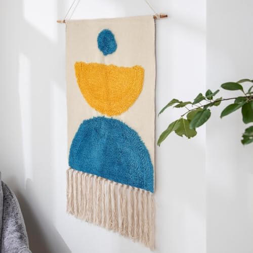 FMIYJUN Boho Macrame Wall Hanging Tapestry with Tassels Modern Style Applies to Dorm Room Nursery Apartment Dorm Decor 50 x 85 cm (C6)