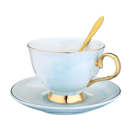 Porzellan Teetasse Kaffeebecher Set für Morgentee - mit Kaffeetasse +...