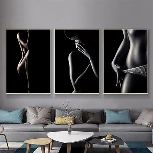 5D peinture diamant femme élégante en trois panneaux pour fresque murale chic