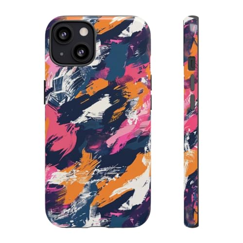 Coque iPhone 13 rigide brillante motif abstrait coloré orange