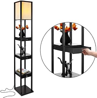 Brightech Maxwell Drawer Edition - Shelf & LED Floor Lamp Combination - Narrow