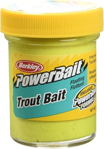 Berkley PowerBait Biologisch abbaubarer Forellenköder - Schwimmende Knete mit natürlichem Duft für das Forellenangeln leicht zu gestalten lang anhaltende Lockwirkung auf Fische Sonnengelb